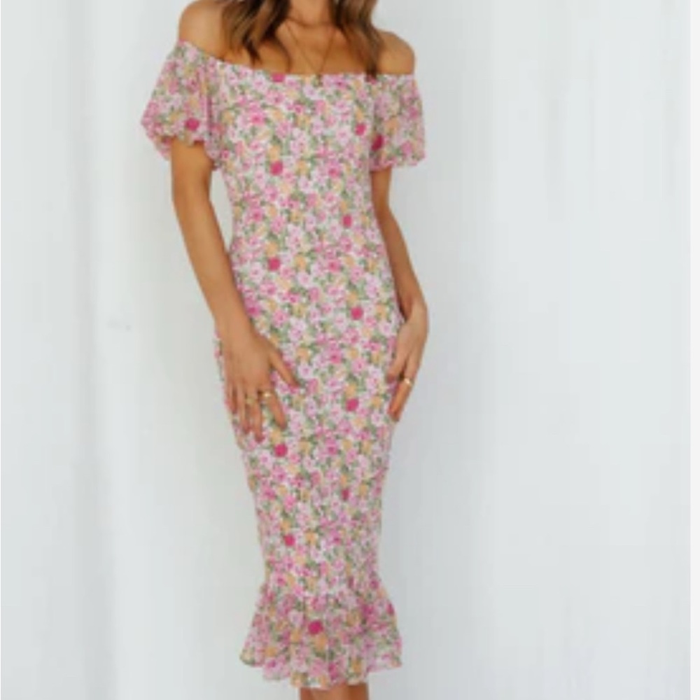 Hello Molly Floral Off-Shoulder Dress